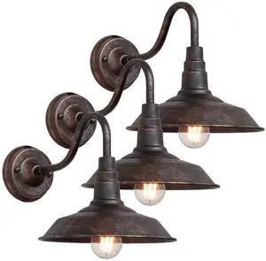 3-Pack Outdoor Gooseneck Barn Light 10" Retro Exterior Wall Light Iron Art Dome Farmhouse Wall Sconces Anti-Rust Waterproof Outdoor Light for House Porch Garage Entryway 3-Pack Outdoor Gooseneck Barn Light 10" Retro Exterior Wall Light Iron Art Dome Farmhouse Wall Sconces Anti-Rust Waterproof Outdoor Light for House Porch Garage Entryway