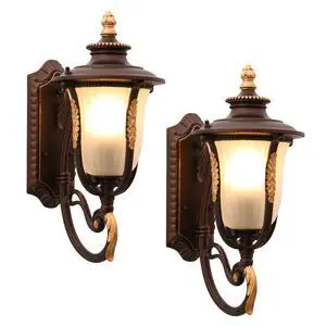 18.1" Retro Outdoor Wall Lights Coffee Waterproof Exterior Wall Lantern European Style Anti-Rust Aluminum Porch Light for Porch House Garage 18.1" Retro Outdoor Wall Lights Coffee Waterproof Exterior Wall Lantern European Style Anti-Rust Aluminum Porch Light for Porch House Garage