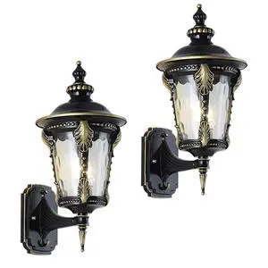 Exterior Wall Lanterns IP55 Waterproof Outdoor Wall Light Fixtures Aluminum 15 inch Porch Lights with Hammered Glass Shade for Patio Hallway Doorway Garden Exterior Wall Lanterns IP55 Waterproof Outdoor Wall Light Fixtures Aluminum 15 inch Porch Lights with Hammered Glass Shade for Patio Hallway Doorway Garden