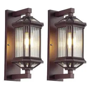 Antique Outdoor Wall Lanterns 13.7 inch Aluminum Porch Light IP65 Waterproof Farmhouse Outdoor Wall Light with Striped Glass for Front Door Garage Patio Antique Outdoor Wall Lanterns 13.7 inch Aluminum Porch Light IP65 Waterproof Farmhouse Outdoor Wall Light with Striped Glass for Front Door Garage Patio