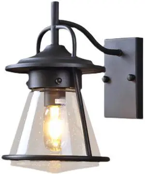Outdoor Wall Lights, Vintage Porch IP54 Waterproof Wall Sconce Iron Glass Farmhouse Exterior Wall Mount Wall Lamp Lighting Fixture for Garage Patio Door Way (Black) Outdoor Wall Lights, Vintage Porch IP54 Waterproof Wall Sconce Iron Glass Farmhouse Exterior Wall Mount Wall Lamp Lighting Fixture for Garage Patio Door Way (Black)