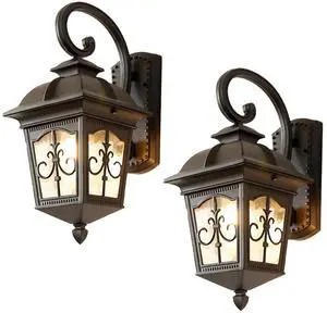 21.2" Large Waterproof Outdoor Wall Lantern Black Anti-Rust Aluminum Porch Lights Sconces with Water Pattern Glass European Vintage Exterior Light Fixtures for Porch Garage Patio 21.2" Large Waterproof Outdoor Wall Lantern Black Anti-Rust Aluminum Porch Lights Sconces with Water Pattern Glass European Vintage Exterior Light Fixtures for Porch Garage Patio