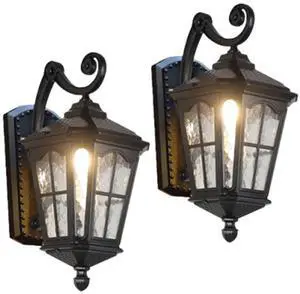 Vintage Outdoor Wall Light Waterproof Exterior Porch Wall Lanterns Wall Mounted Fixture with Water Ripple Glass for House Front Porch Patio Vintage Outdoor Wall Light Waterproof Exterior Porch Wall Lanterns Wall Mounted Fixture with Water Ripple Glass for House Front Porch Patio