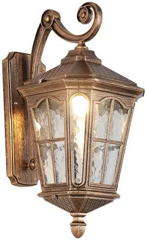 Vintage Outdoor Wall Light Waterproof Exterior Porch Wall Lanterns Wall Mounted Fixture with Water Ripple Glass for House Front Porch Patio Vintage Outdoor Wall Light Waterproof Exterior Porch Wall Lanterns Wall Mounted Fixture with Water Ripple Glass for House Front Porch Patio