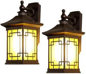 16.5" Retro Outdoor Wall Light Coffee Aluminum Exterior Wall Lantern Anti-Rust Waterproof Porch Light Outdoor with Brown Glass Shade for Front Porch Garage Patio 16.5" Retro Outdoor Wall Light Coffee Aluminum Exterior Wall Lantern Anti-Rust Waterproof Porch Light Outdoor with Brown Glass Shade for Front Porch Garage Patio