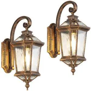 Outdoor Wall Lights Waterproof Vintage Exterior Sconces Lanterns 16.5 inch Aluminum Porch Lights with E26 Sockets & Water Ripple Glass for House Front Door Garage Outdoor Wall Lights Waterproof Vintage Exterior Sconces Lanterns 16.5 inch Aluminum Porch Lights with E26 Sockets & Water Ripple Glass for House Front Door Garage