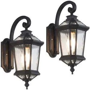 Outdoor Wall Lights Waterproof Vintage Exterior Sconces Lanterns 16.5 inch Aluminum Porch Lights with E26 Sockets & Water Ripple Glass for House Front Door Garage Outdoor Wall Lights Waterproof Vintage Exterior Sconces Lanterns 16.5 inch Aluminum Porch Lights with E26 Sockets & Water Ripple Glass for House Front Door Garage