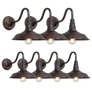 7 Pack Outdoor Gooseneck Barn Light 10" Retro Exterior Wall Light Iron Art Dome Farmhouse Wall Sconces Anti-Rust Waterproof Outdoor Light for House Porch Garage Entryway 7 Pack Outdoor Gooseneck Barn Light 10" Retro Exterior Wall Light Iron Art Dome Farmhouse Wall Sconces Anti-Rust Waterproof Outdoor Light for House Porch Garage Entryway