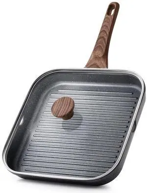 Nonstick Grill Pan with Lid, Grill Pan for Stove Tops, Versatile Griddle Pan with Pour Spouts, Square Grill Pan for Big Cooking Surface, Grill Skillet for Indoor Outdoor Grilling. PFOA Free Nonstick Grill Pan with Lid, Grill Pan for Stove Tops, Versatile Griddle Pan with Pour Spouts, Square Grill Pan for Big Cooking Surface, Grill Skillet for Indoor Outdoor Grilling. PFOA Free