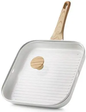 Nonstick Ceramic Grill Pan with Lid, Grill Pan for Stove Tops, Square Grilling Pan with Pour Spouts, Durable Grill Skillet for All Stoves, Steak Bacon Pan, Non Toxic PTFE,PFAS,PFOA Free Nonstick Ceramic Grill Pan with Lid, Grill Pan for Stove Tops, Square Grilling Pan with Pour Spouts, Durable Grill Skillet for All Stoves, Steak Bacon Pan, Non Toxic PTFE,PFAS,PFOA Free