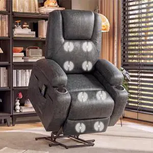 Power Lift Recliner Chair Electric Lift Recliner for Elderly Power Lift Recliner Chair with Cup Holders Side Pockets for Living Room (Leathaire, Light Black) Power Lift Recliner Chair Electric Lift Recliner for Elderly Power Lift Recliner Chair with Cup Holders Side Pockets for Living Room (Leathaire, Light Black)
