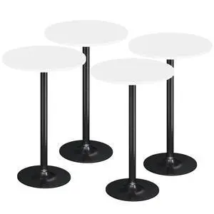 Round Bistro Pub Table Modern Style Metal Base MDF Top Cocktail Bar Table Counter Bar Height for Pub, Dining Room, Party (4, White-Black) Round Bistro Pub Table Modern Style Metal Base MDF Top Cocktail Bar Table Counter Bar Height for Pub, Dining Room, Party (4, White-Black)