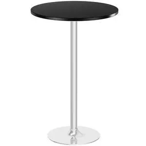 Round Bistro Pub Table Modern Style Metal Base MDF Top Cocktail Bar Table Counter Bar Height for Pub, Dining Room, Party (1, Black-Silver) Round Bistro Pub Table Modern Style Metal Base MDF Top Cocktail Bar Table Counter Bar Height for Pub, Dining Room, Party (1, Black-Silver)