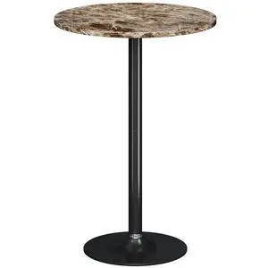 Round Bistro Pub Table Modern Style Metal Base MDF Top Cocktail Bar Table Counter Bar Height for Pub, Dining Room, Party (1, Marble-Black) Round Bistro Pub Table Modern Style Metal Base MDF Top Cocktail Bar Table Counter Bar Height for Pub, Dining Room, Party (1, Marble-Black)