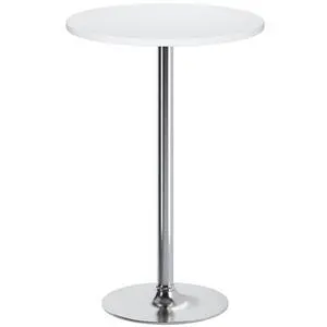 Round Bistro Pub Table Modern Style Metal Base MDF Top Cocktail Bar Table Counter Bar Height for Pub, Dining Room, Party (1, White-Silver) Round Bistro Pub Table Modern Style Metal Base MDF Top Cocktail Bar Table Counter Bar Height for Pub, Dining Room, Party (1, White-Silver)
