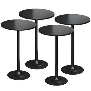 Round Bistro Pub Table Modern Style Metal Base MDF Top Cocktail Bar Table Counter Bar Height for Pub, Dining Room, Party (4, Full Black) Round Bistro Pub Table Modern Style Metal Base MDF Top Cocktail Bar Table Counter Bar Height for Pub, Dining Room, Party (4, Full Black)