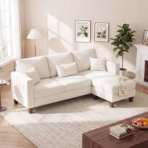 72 L Shaped Convertible Sectional Couches for Living Room, Couch with Removeable Ottoman,Small Sectional Sofa for Small Apartments, Living Room and Office (Corduroy fabic, Beige) 72 L Shaped Convertible Sectional Couches for Living Room, Couch with Removeable Ottoman,Small Sectional Sofa for Small Apartments, Living Room and Office (Corduroy fabic, Beige)