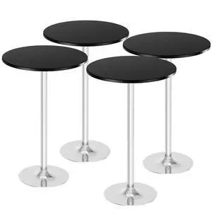 Round Bistro Pub Table Modern Style Metal Base MDF Top Cocktail Bar Table Counter Bar Height for Pub, Dining Room, Party (4, Black-Silver) Round Bistro Pub Table Modern Style Metal Base MDF Top Cocktail Bar Table Counter Bar Height for Pub, Dining Room, Party (4, Black-Silver)