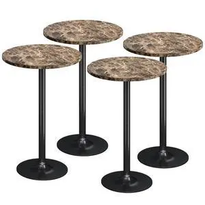 Round Bistro Pub Table Modern Style Metal Base MDF Top Cocktail Bar Table Counter Bar Height for Pub, Dining Room, Party (4, Marble-Black) Round Bistro Pub Table Modern Style Metal Base MDF Top Cocktail Bar Table Counter Bar Height for Pub, Dining Room, Party (4, Marble-Black)