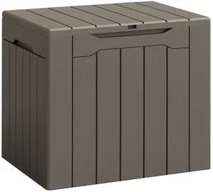 Deck Box 30 Gallon, Waterproof Resin Small Storage Box with Lid, Outdoor Patio Furniture Cushion Garden Tool Organizer, Lockable Package Delivery Box for Porch Balcony (Deep Brown) Deck Box 30 Gallon, Waterproof Resin Small Storage Box with Lid, Outdoor Patio Furniture Cushion Garden Tool Organizer, Lockable Package Delivery Box for Porch Balcony (Deep Brown)