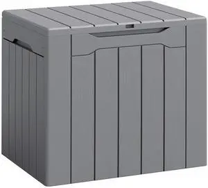 Deck Box 30 Gallon, Waterproof Resin Small Storage Box with Lid, Outdoor Patio Furniture Cushion Garden Tool Organizer, Lockable Package Delivery Box for Porch Balcony (Gray) Deck Box 30 Gallon, Waterproof Resin Small Storage Box with Lid, Outdoor Patio Furniture Cushion Garden Tool Organizer, Lockable Package Delivery Box for Porch Balcony (Gray)