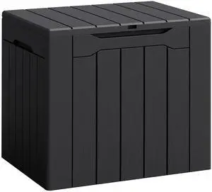Deck Box 30 Gallon, Waterproof Resin Small Storage Box with Lid, Outdoor Patio Furniture Cushion Garden Tool Organizer, Lockable Package Delivery Box for Porch Balcony (Black) Deck Box 30 Gallon, Waterproof Resin Small Storage Box with Lid, Outdoor Patio Furniture Cushion Garden Tool Organizer, Lockable Package Delivery Box for Porch Balcony (Black)