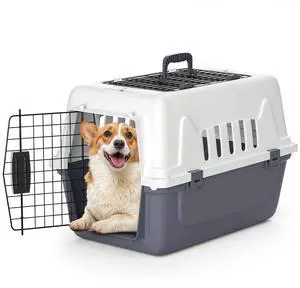22-Inch Dog Crate Plastic 2-Door Top Loading Cat Carrier, Hard-Sided Dog Travel Carrier for Small Dogs and Cats, Ventilation and Security Lock Design for Pets up to 22 lbs (Grey) 22-Inch Dog Crate Plastic 2-Door Top Loading Cat Carrier, Hard-Sided Dog Travel Carrier for Small Dogs and Cats, Ventilation and Security Lock Design for Pets up to 22 lbs (Grey)