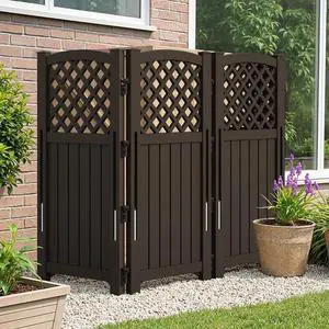 Outdoor Privacy Fence Screen Lattice Mesh Outside Screen Enclosure Balcony Panels Wall Air Conditioner Fence Trash Can Pool Equipment Enclosure for Yard Patio Backyard, Brown Outdoor Privacy Fence Screen Lattice Mesh Outside Screen Enclosure Balcony Panels Wall Air Conditioner Fence Trash Can Pool Equipment Enclosure for Yard Patio Backyard, Brown