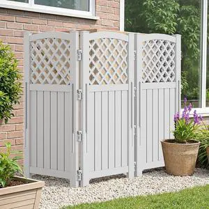 Outdoor Privacy Fence Screen Lattice Mesh Outside Screen Enclosure Balcony Panels Wall Air Conditioner Fence Trash Can Pool Equipment Enclosure for Yard Patio Backyard, Light Gray Outdoor Privacy Fence Screen Lattice Mesh Outside Screen Enclosure Balcony Panels Wall Air Conditioner Fence Trash Can Pool Equipment Enclosure for Yard Patio Backyard, Light Gray