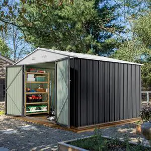 10 x 8 FT Outdoor Storage Shed, Metal Garden Sheds & Outdoor Storage Clearance, Large Tool Shed Outdoor with Single Lockable Door for Patio Lawn Backyard (Gray) 10 x 8 FT Outdoor Storage Shed, Metal Garden Sheds & Outdoor Storage Clearance, Large Tool Shed Outdoor with Single Lockable Door for Patio Lawn Backyard (Gray)