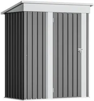 Outdoor Storage Shed 5 x 3 FT Lockable Metal Garden Shed Steel Anti-Corrosion Storage House with Single Lockable Door for Backyard Outdoor Patio (Gray) Outdoor Storage Shed 5 x 3 FT Lockable Metal Garden Shed Steel Anti-Corrosion Storage House with Single Lockable Door for Backyard Outdoor Patio (Gray)
