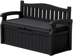 80 Gallon Storage Bench with Cushion, Lockable Deck Box for Patio Furniture, Garden Decor and Outdoor Seating for Cushions, Garden Tools and Pool Supplies (Black, 80 Gallon with Cushion) 80 Gallon Storage Bench with Cushion, Lockable Deck Box for Patio Furniture, Garden Decor and Outdoor Seating for Cushions, Garden Tools and Pool Supplies (Black, 80 Gallon with Cushion)