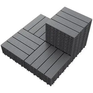 Plastic Interlocking Deck Tiles, 36 Pcs Waterproof Patio Floor Tiles for Balcony, Porch, Poolside and Backyard, Dark Gray Plastic Interlocking Deck Tiles, 36 Pcs Waterproof Patio Floor Tiles for Balcony, Porch, Poolside and Backyard, Dark Gray