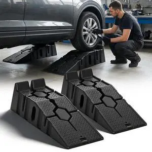 Car Ramps Set of 2 for Low Profile Vehicles, 2-Stage Incline Ramps, 2.5 Ton (5000 lb) Heavy Duty, Nestable & Portable Service Vehicle Ramp for Oil Changes Car Ramps Set of 2 for Low Profile Vehicles, 2-Stage Incline Ramps, 2.5 Ton (5000 lb) Heavy Duty, Nestable & Portable Service Vehicle Ramp for Oil Changes