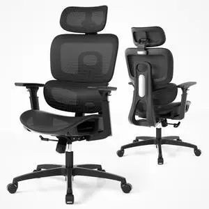 Ergonomic Office Chair, High Back Mesh Desk Chair with Adjustable Headrest & 3D Armrests, Lumbar Support, 90145° Recline, Swivel Rolling Computer Chair for Office Conference Room (1) Ergonomic Office Chair, High Back Mesh Desk Chair with Adjustable Headrest & 3D Armrests, Lumbar Support, 90145° Recline, Swivel Rolling Computer Chair for Office Conference Room (1)