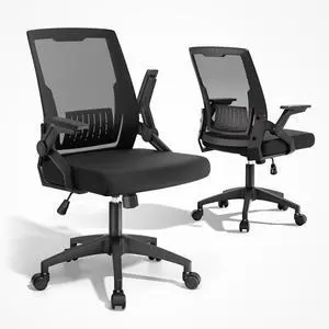 Mid Back Mesh Office Chair with Flip-Up & Sliding Armrests, 1822" Adjustable Seat Height, Ergonomic Desk Chair with Rocking Function, for Home Office, Black Mid Back Mesh Office Chair with Flip-Up & Sliding Armrests, 1822" Adjustable Seat Height, Ergonomic Desk Chair with Rocking Function, for Home Office, Black