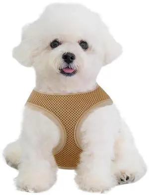 Dog Harness for Small Sized Dog, Soft Puppy Padded Vest for Walking, Running, Training - Light Brown, XS Dog Harness for Small Sized Dog, Soft Puppy Padded Vest for Walking, Running, Training - Light Brown, XS