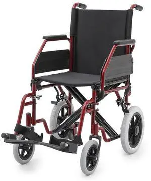 Transport Wheelchair for Adults, 17 Inch Seat, Steel Frame, 23.5" Wheel, Red Transport Wheelchair for Adults, 17 Inch Seat, Steel Frame, 23.5" Wheel, Red