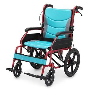Transport Wheelchair for Adults, 17 Inch Seat with Cushion, Aluminum Frame, 15" Wheel, Red Transport Wheelchair for Adults, 17 Inch Seat with Cushion, Aluminum Frame, 15" Wheel, Red