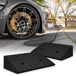 Heavy-Duty Rubber Threshold Ramp for Driveway Curb & Loading Dock - 4.5" Height for Cars, Motorcycles & Warehouses (19.5" L x 12" W) 2 Pcs Heavy-Duty Rubber Threshold Ramp for Driveway Curb & Loading Dock - 4.5" Height for Cars, Motorcycles & Warehouses (19.5" L x 12" W) 2 Pcs
