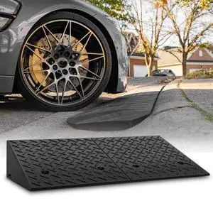 Heavy-Duty Rubber Threshold Ramp for Driveway Curb & Loading Dock - 8" Height for Cars, Motorcycles & Warehouses (38.5" L x 19.5" W) Heavy-Duty Rubber Threshold Ramp for Driveway Curb & Loading Dock - 8" Height for Cars, Motorcycles & Warehouses (38.5" L x 19.5" W)