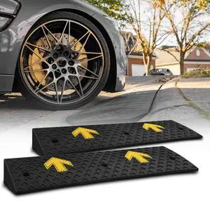 Heavy-Duty Rubber Threshold Ramp for Driveway Curb & Loading Dock - 5.5" Height for Cars, Motorcycles & Warehouses (37.5" L x 14" W) Heavy-Duty Rubber Threshold Ramp for Driveway Curb & Loading Dock - 5.5" Height for Cars, Motorcycles & Warehouses (37.5" L x 14" W)
