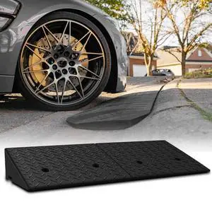 Heavy-Duty Rubber Threshold Ramp for Driveway Curb & Loading Dock - 6" Height for Cars, Motorcycles & Warehouses (38.5" L x 15" W) Heavy-Duty Rubber Threshold Ramp for Driveway Curb & Loading Dock - 6" Height for Cars, Motorcycles & Warehouses (38.5" L x 15" W)