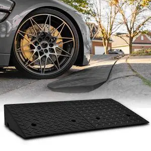 Heavy-Duty Rubber Threshold Ramp for Driveway Curb & Loading Dock - 7" Height for Cars, Motorcycles & Warehouses (38.5" L x 19.5" W) Heavy-Duty Rubber Threshold Ramp for Driveway Curb & Loading Dock - 7" Height for Cars, Motorcycles & Warehouses (38.5" L x 19.5" W)