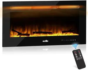 36" Electric Fireplace Wall Mounted and Recessed with Remote Control, 1400W Wall Fireplace Heater w/8 Color Adjustable Brightness Flame Linear Electric Fireplace, Overheating Protection (Black) 36" Electric Fireplace Wall Mounted and Recessed with Remote Control, 1400W Wall Fireplace Heater w/8 Color Adjustable Brightness Flame Linear Electric Fireplace, Overheating Protection (Black)