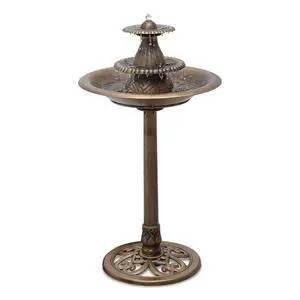 Outdoor Garden Bird Bath, 37" Tall Outside 3-Tiered Pedestal Antique Water Fountain and Birdbath for Garden Patio Deck Porch Backyard, 5L Water Capacity, Bronze Outdoor Garden Bird Bath, 37" Tall Outside 3-Tiered Pedestal Antique Water Fountain and Birdbath for Garden Patio Deck Porch Backyard, 5L Water Capacity, Bronze