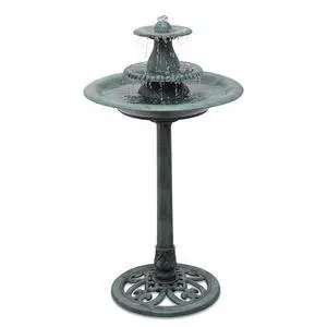 37" Outdoor Pedestal Water Fountain and Birdbath, 3-Tiered Waterfall Fountain with Recirculating Pump for Garden Patio Backyard, 5L Water Capacity, Green 37" Outdoor Pedestal Water Fountain and Birdbath, 3-Tiered Waterfall Fountain with Recirculating Pump for Garden Patio Backyard, 5L Water Capacity, Green