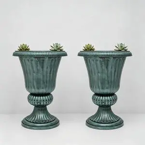 20 Plastic Urn Planter Vase Set of 2 Vintage Roman Flower Pot for Indoor & Outdoor Plants, Patio, Garden, Wedding Decor, Lightweight & Drainage Hole, Retro Home Porch Decor (Dark Green) 20 Plastic Urn Planter Vase Set of 2 Vintage Roman Flower Pot for Indoor & Outdoor Plants, Patio, Garden, Wedding Decor, Lightweight & Drainage Hole, Retro Home Porch Decor (Dark Green)