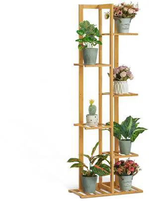 6 Tier Bamboo Plant Stand, Flowers Display Shelf Holder Organizer with 7 Pot Positions for Outdoor Indoor Balcony Patio Balcony, Natural 6 Tier Bamboo Plant Stand, Flowers Display Shelf Holder Organizer with 7 Pot Positions for Outdoor Indoor Balcony Patio Balcony, Natural