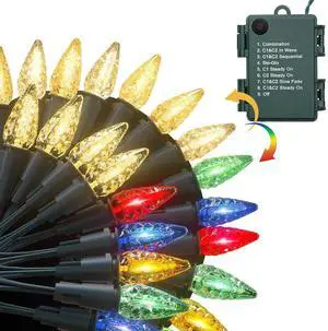 Christmas String Lights with 50 LEDs 17 Ft, 8 Modes LED Mini String Lights, Battery Operated Waterproof Christmas with Green Wire for Outdoor Wedding Party, White & Multi Color Christmas String Lights with 50 LEDs 17 Ft, 8 Modes LED Mini String Lights, Battery Operated Waterproof Christmas with Green Wire for Outdoor Wedding Party, White & Multi Color